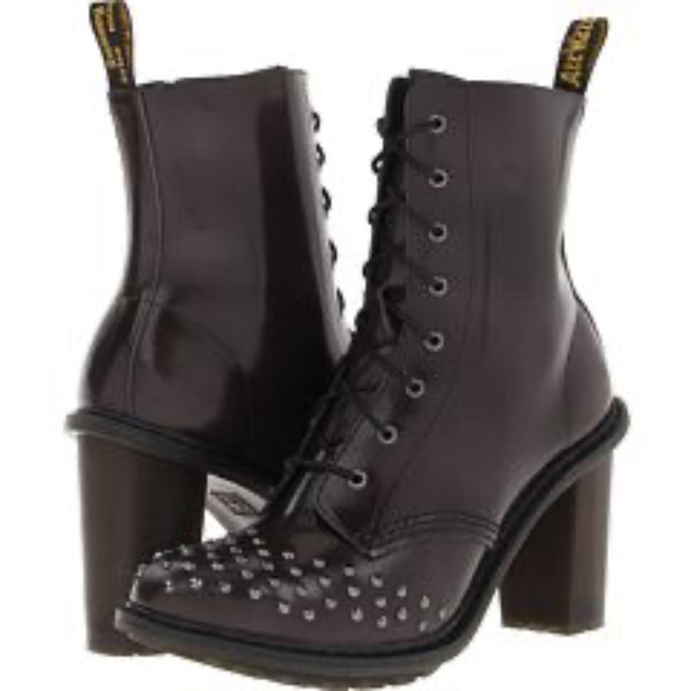 Dr. Martens Women's Zoie Studded Toe Heel Charcoal Arcadia Kendra US 7 RARE!!